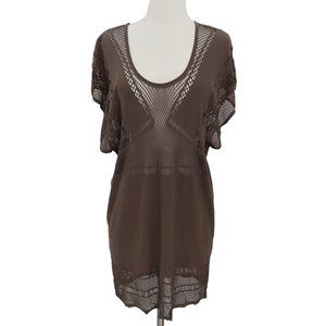 JETS by JESSIKA ALLEN mesh dress swim cover up IT 42 US 6 M olive green